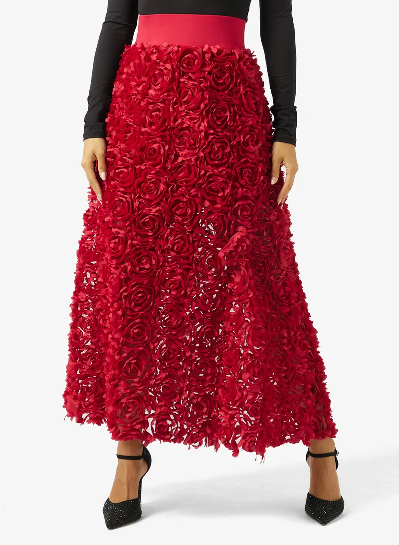 Khizana A-lineSkirt in 3D Floral